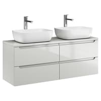 Szafka Wisząca Z Umywalką Nablatową ETH 120 cm DUO - Kaszmir Wysoki Połysk