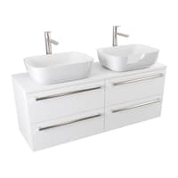 Szafka Wisząca Z Umywalką Nablatową ATH 120 cm DUO - Biały Mat - Uchwyty Stal Szczotkowana