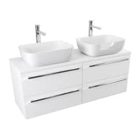 Szafka Wisząca Z Umywalką Nablatową ATH 120 cm DUO - Biały Mat - Uchwyty Chromowane