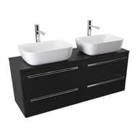 Szafka Wisząca Z Umywalką Nablatową ATH 120 cm DUO - Czarny Mat - Uchwyty Chromowane