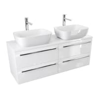 Szafka Wisząca Z Umywalką Nablatową ATH 120 cm DUO - Biały Wysoki Połysk - Uchwyty Chromowane
