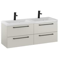 Szafka Wisząca Z Umywalką RON 120 cm DUO - Kaszmir Mat - Uchwyty Czarne Matowe