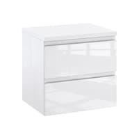 Szafka Łazienkowa z Blatem NOV 50 cm - Biały Lakier Połysk, Uchwyty Frezowane