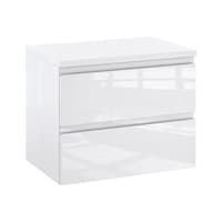 Szafka Łazienkowa z Blatem NOV 60 cm - Biały Lakier Połysk, Uchwyty Frezowane