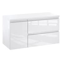 Szafka Łazienkowa z Blatem NOV 90 cm D Prawa - Biały Lakier Połysk, Uchwyty Frezowane