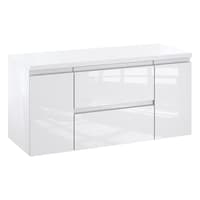 Szafka Łazienkowa z Blatem NOV 100 cm D - Biały Lakier Połysk, Uchwyty Frezowane