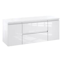 Szafka Łazienkowa z Blatem NOV 120 cm D - Biały Lakier Połysk, Uchwyty Frezowane