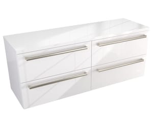 Szafka Wisząca Z Blatem ATH 120 cm DUO - Biały Wysoki Połysk - Uchwyty Stal Szczotkowana