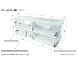 Szafka z Umywalką ATHOS 120 cm D 2SZ P