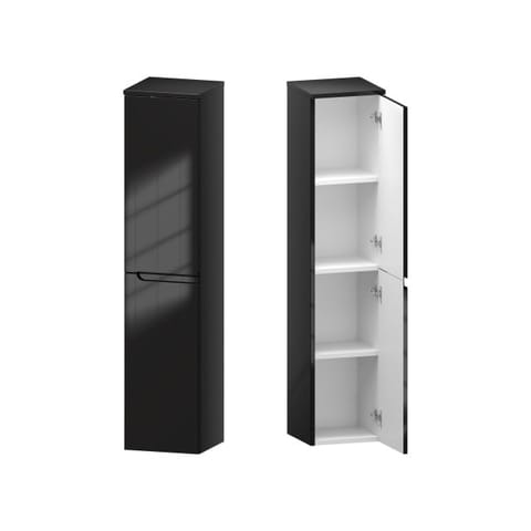 Słupek łazienkowy Ethos Black 30 × 138,2 cm prawy, dwoje drzwi - Czarny wysoki połysk