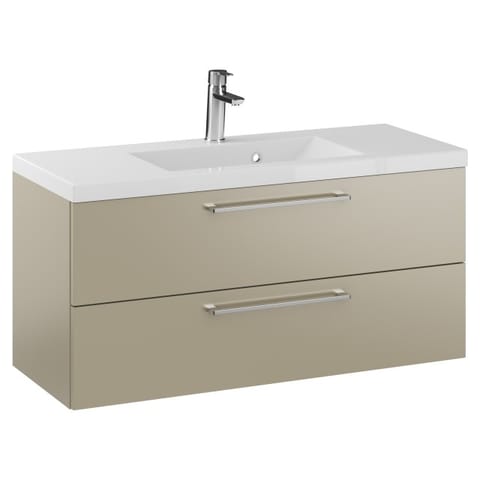 Szafka wisząca z umywalką Rosen 100 cm, 2 szuflady - Cappuccino mat - Uchwyty chromowane