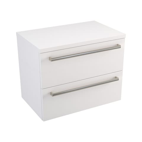 Szafka wisząca z blatem Athos 60 cm, 2 szuflady - Biały mat - Uchwyty stal szczotkowana