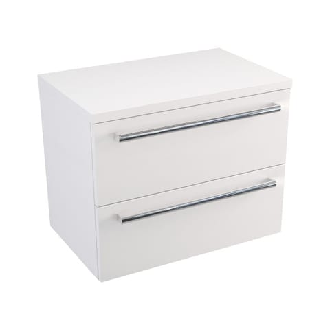 Szafka wisząca z blatem Athos 60 cm, 2 szuflady - Biały mat - Uchwyty chromowane