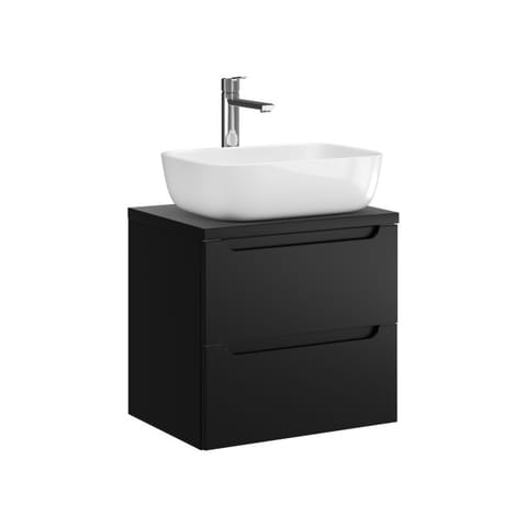 Szafka wisząca z umywalką nablatową Ethos Black 50 cm, 2 szuflady - Czarny mat