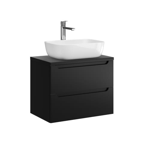 Szafka wisząca z umywalką nablatową Ethos Black 60 cm, 2 szuflady - Czarny mat