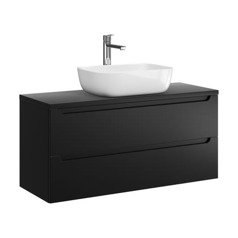 Szafka wisząca z umywalką nablatową Ethos Black 100 cm, 2 szuflady - Czarny mat