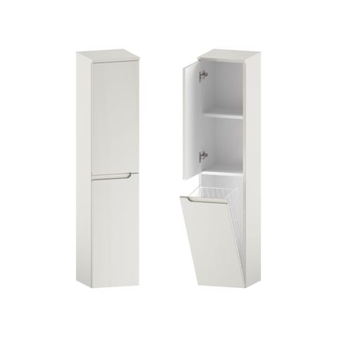 Słupek łazienkowy Ethos 30 × 138,2 cm lewy, kosz na pranie i drzwi - Kaszmir mat