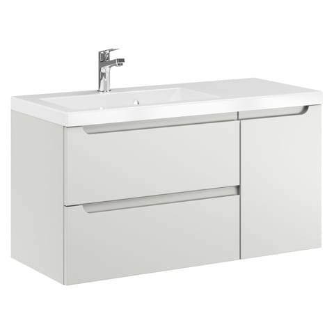Szafka wisząca z umywalką Ethos 90 cm lewa, 2 szuflady i drzwi - Kaszmir mat