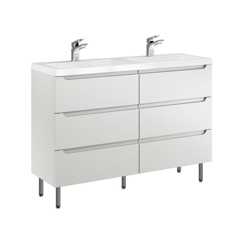 Szafka stojąca z podwójną umywalką Ethos 120 cm, 6 szuflad - Kaszmir mat