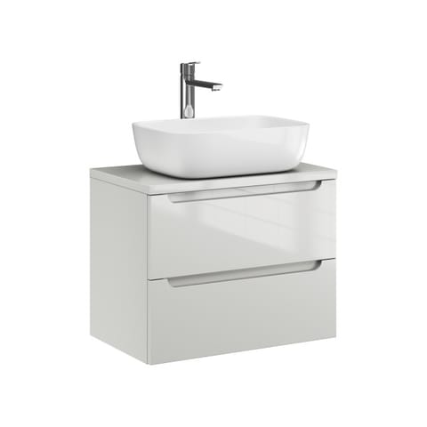 Szafka wisząca z umywalką nablatową Ethos 60 cm, 2 szuflady - Kaszmir wysoki połysk