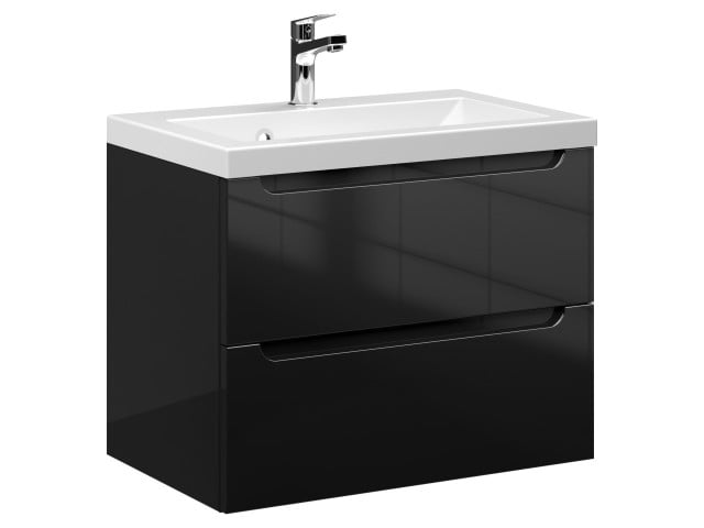 Szafka Wisząca Z Umywalką ETH 60 cm - Czarny Wysoki Połysk Szafka Wisząca Z Umywalką ETH 60 cm - Czarny Wysoki Połysk