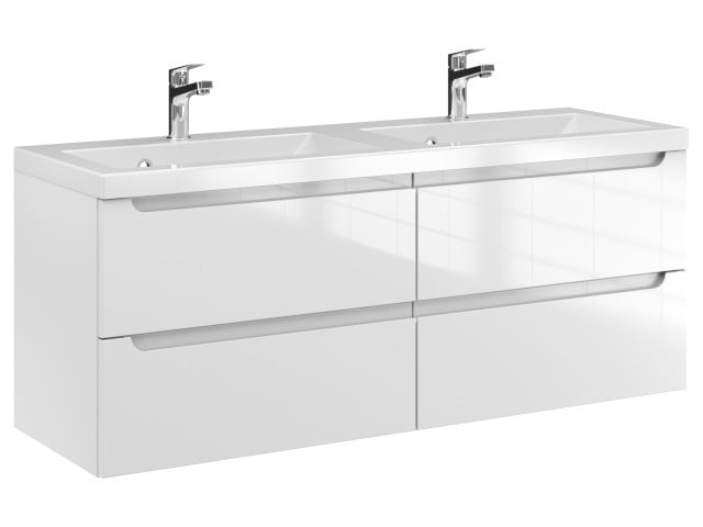 Szafka Wisząca Z Umywalką ETH 120 cm DUO - Biały Wysoki Połysk Szafka Wisząca Z Umywalką ETH 120 cm DUO - Biały Wysoki Połysk