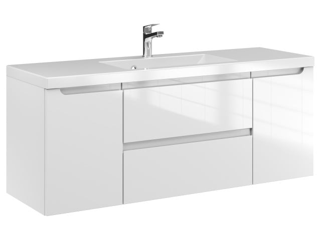 Szafka Wisząca Z Umywalką ETH 120 cm D - Biały Wysoki Połysk Szafka Wisząca Z Umywalką ETH 120 cm D - Biały Wysoki Połysk