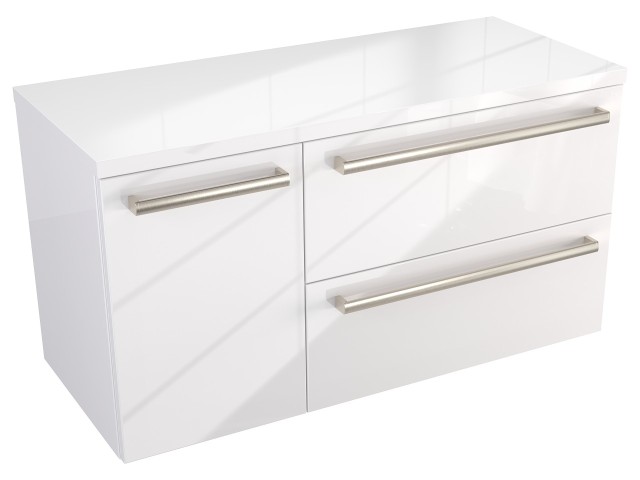 Szafka Wisząca Z Blatem ATH 90 cm D Prawa - Biały Wysoki Połysk - Uchwyty Stal Szczotkowana Szafka Wisząca Z Blatem ATH 90 cm D Prawa - Biały Wysoki Połysk - Uchwyty Stal Szczotkowana