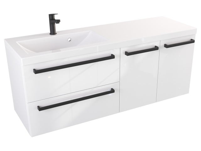 Szafka Wisząca Z Umywalką ATH 120 cm SD Lewa - Biały Wysoki Połysk - Uchwyty Czarne Matowe Szafka Wisząca Z Umywalką ATH 120 cm SD Lewa - Biały Wysoki Połysk - Uchwyty Czarne Matowe