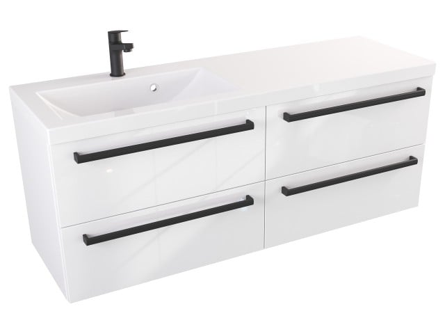 Szafka Wisząca Z Umywalką ATH 120 cm S Lewa - Biały Wysoki Połysk - Uchwyty Czarne Matowe Szafka Wisząca Z Umywalką ATH 120 cm S Lewa - Biały Wysoki Połysk - Uchwyty Czarne Matowe