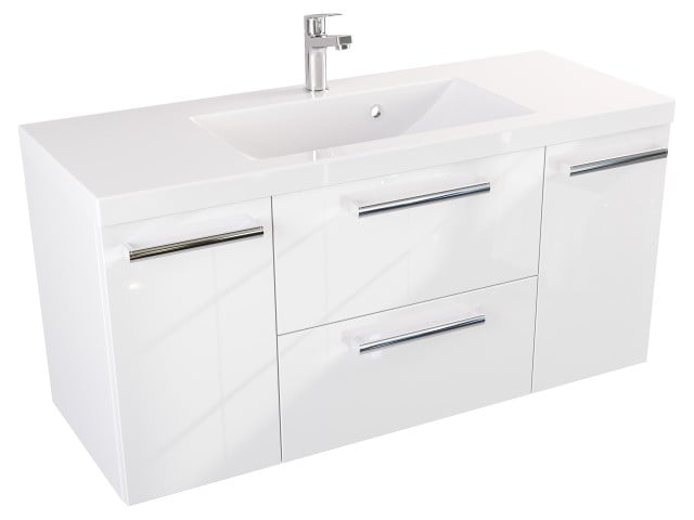 Szafka Wisząca Z Umywalką ATH 100 cm D - Biały Wysoki Połysk - Uchwyty Chromowane Szafka Wisząca Z Umywalką ATH 100 cm D - Biały Wysoki Połysk - Uchwyty Chromowane