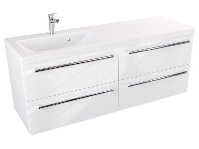 Szafka Wisząca Z Umywalką ATH 120 cm S Lewa - Biały Wysoki Połysk - Uchwyty Chromowane Szafka Wisząca Z Umywalką ATH 120 cm S Lewa - Biały Wysoki Połysk - Uchwyty Chromowane