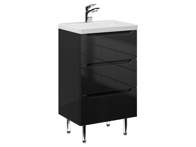 Szafka Stojąca Z Umywalką ETH 50 cm - Czarny Wysoki Połysk Szafka Stojąca Z Umywalką ETH 50 cm - Czarny Wysoki Połysk