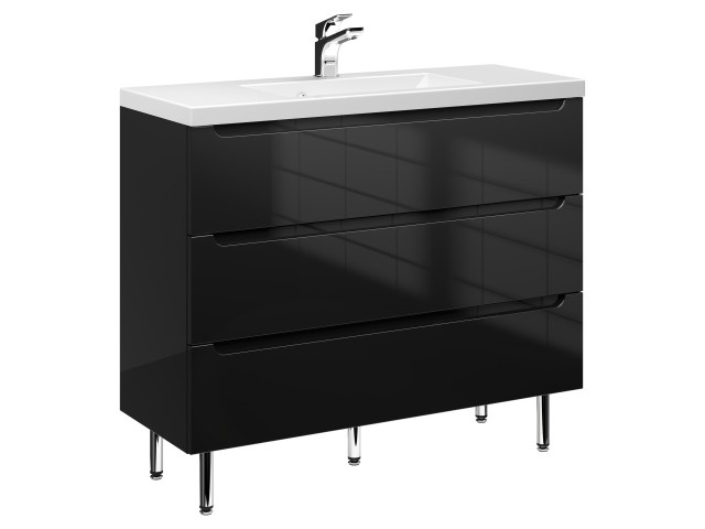 Szafka Stojąca Z Umywalką ETH 100 cm - Czarny Wysoki Połysk Szafka Stojąca Z Umywalką ETH 100 cm - Czarny Wysoki Połysk