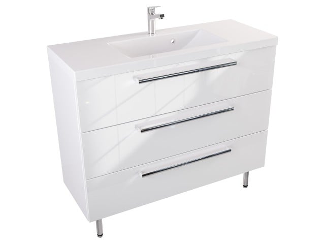 Szafka Stojąca Z Umywalką ATH 100 cm - Biały Wysoki Połysk - Uchwyty Chromowane Szafka Stojąca Z Umywalką ATH 100 cm - Biały Wysoki Połysk - Uchwyty Chromowane
