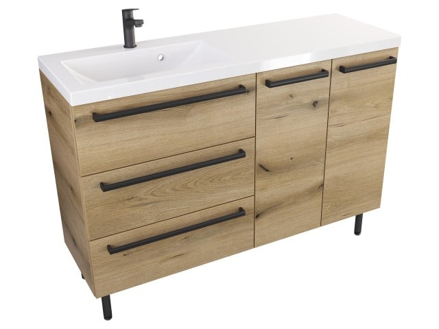 Szafka Stojąca Z Umywalką ATHD 120 cm SD Lewa - Dąb Evoke Coast Mat - Uchwyty Czarne Matowe Szafka Stojąca Z Umywalką ATHD 120 cm SD Lewa - Dąb Evoke Coast Mat - Uchwyty Czarne Matowe