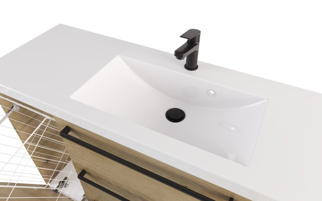 Szafka Stojąca Z Umywalką ATHD 120 cm K - Dąb Evoke Coast Mat - Uchwyty Czarne Matowe