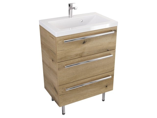 Szafka Stojąca Z Umywalką ATHD 60 cm - Dąb Evoke Coast Mat - Uchwyty Chromowane Szafka Stojąca Z Umywalką ATHD 60 cm - Dąb Evoke Coast Mat - Uchwyty Chromowane