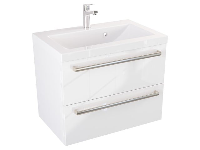 Szafka Wisząca Z Umywalką ATH 60 cm - Biały Wysoki Połysk - Uchwyty Stal Szczotkowana Szafka Wisząca Z Umywalką ATH 60 cm - Biały Wysoki Połysk - Uchwyty Stal Szczotkowana