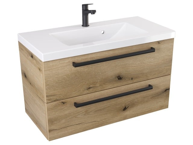 Szafka Wisząca Z Umywalką ATHD 80 cm - Dąb Evoke Coast Mat - Uchwyty Czarne Matowe Szafka Wisząca Z Umywalką ATHD 80 cm - Dąb Evoke Coast Mat - Uchwyty Czarne Matowe