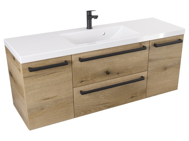 Szafka Wisząca Z Umywalką ATHD 120 cm D - Dąb Evoke Coast Mat - Uchwyty Czarne Matowe Szafka Wisząca Z Umywalką ATHD 120 cm D - Dąb Evoke Coast Mat - Uchwyty Czarne Matowe