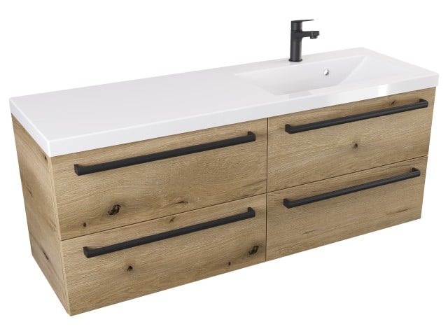 Szafka Wisząca Z Umywalką ATHD 120 cm S Prawa - Dąb Evoke Coast Mat - Uchwyty Czarne Matowe Szafka Wisząca Z Umywalką ATHD 120 cm S Prawa - Dąb Evoke Coast Mat - Uchwyty Czarne Matowe