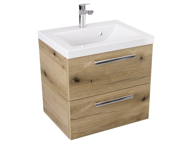 Szafka Wisząca Z Umywalką ATHD 50 cm - Dąb Evoke Coast Mat - Uchwyty Chromowane Szafka Wisząca Z Umywalką ATHD 50 cm - Dąb Evoke Coast Mat - Uchwyty Chromowane