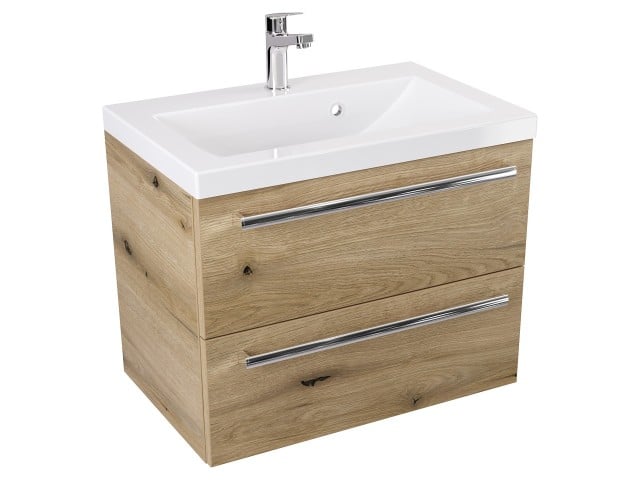 Szafka Wisząca Z Umywalką ATHD 60 cm - Dąb Evoke Coast Mat - Uchwyty Chromowane Szafka Wisząca Z Umywalką ATHD 60 cm - Dąb Evoke Coast Mat - Uchwyty Chromowane