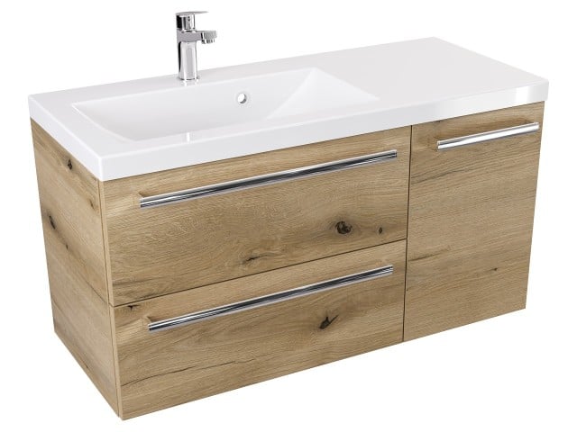 Szafka Wisząca Z Umywalką ATHD 90 cm D Lewa - Dąb Evoke Coast Mat - Uchwyty Chromowane Szafka Wisząca Z Umywalką ATHD 90 cm D Lewa - Dąb Evoke Coast Mat - Uchwyty Chromowane