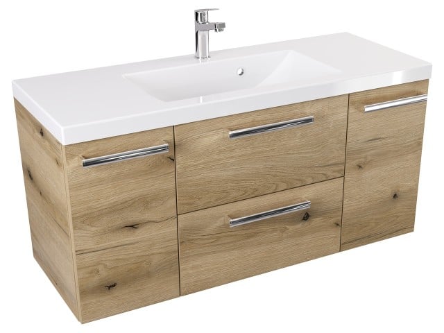 Szafka Wisząca Z Umywalką ATHD 100 cm D - Dąb Evoke Coast Mat - Uchwyty Chromowane Szafka Wisząca Z Umywalką ATHD 100 cm D - Dąb Evoke Coast Mat - Uchwyty Chromowane