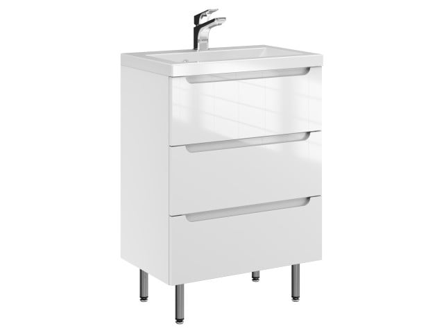 Szafka Stojąca Z Umywalką ETH 60 cm - Biały Wysoki Połysk Szafka Stojąca Z Umywalką ETH 60 cm - Biały Wysoki Połysk