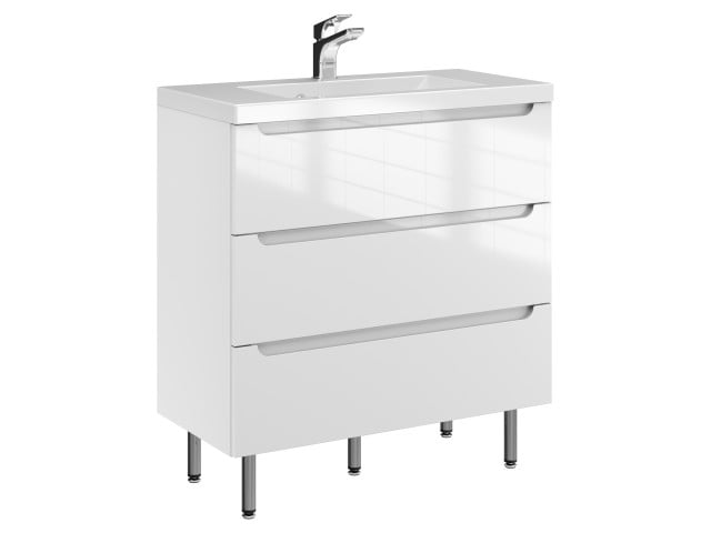 Szafka Stojąca Z Umywalką ETH 80 cm - Biały Wysoki Połysk Szafka Stojąca Z Umywalką ETH 80 cm - Biały Wysoki Połysk