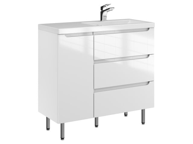 Szafka Stojąca Z Umywalką ETH 90 cm D Prawa - Biały Wysoki Połysk Szafka Stojąca Z Umywalką ETH 90 cm D Prawa - Biały Wysoki Połysk