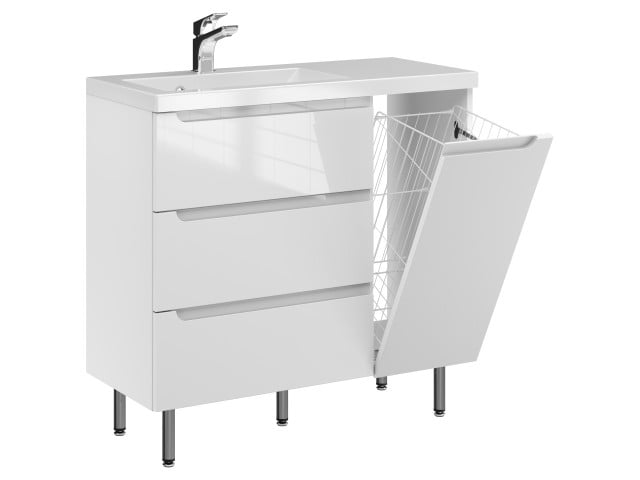 Szafka Stojąca Z Umywalką ETH 90 cm K Lewa - Biały Wysoki Połysk Szafka Stojąca Z Umywalką ETH 90 cm K Lewa - Biały Wysoki Połysk